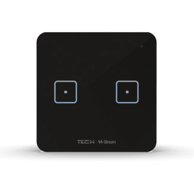 Двополюсний скляний сенсорний вимикач SINUM WS-01m чорний Двополюсний скляний сенсорний вимикач SINUM WS-01m чорний