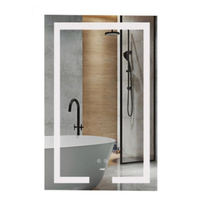 Дзеркало настінне прямокутне Kubis 500х800 LED Touch, антизапотівання, димер, рег. яскравості Lidz