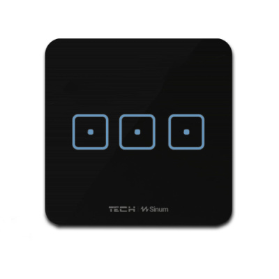 Триполюсний скляний сенсорний вимикач SINUM WS-03m чорний Триполюсний скляний сенсорний вимикач SINUM WS-03m чорний