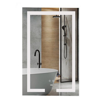 Дзеркало настінне прямокутне Kubis 500х800 LED Touch, антизапотівання, димер, рег. яскравості Lidz