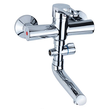 Aquatica Змішувач HL-3C130C Ø35 для ванни гусак прямий 150мм дивертор виносний картриджний