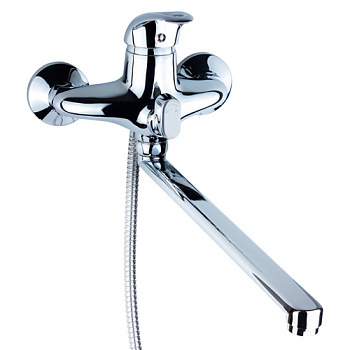 Aquatica Змішувач NK-2C232C Ø40 для ванни гусак прямий 350мм дивертор вмонтований картриджний