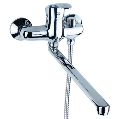 Aquatica Змішувач NL-2C243C Ø40 для ванни гусак прямий 350мм дивертор вмонтований картриджний