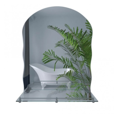 Дзеркало настінне прямокутне Anny з полицею 425х575х105мм верх дуга, фігурні боки Lidz